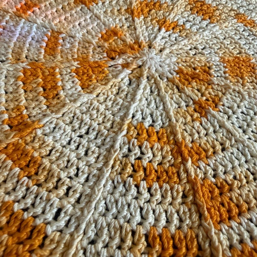 Vintage Crochet Doily Set 4pc Round Lace Variegated Purple Orange Blue Pastel